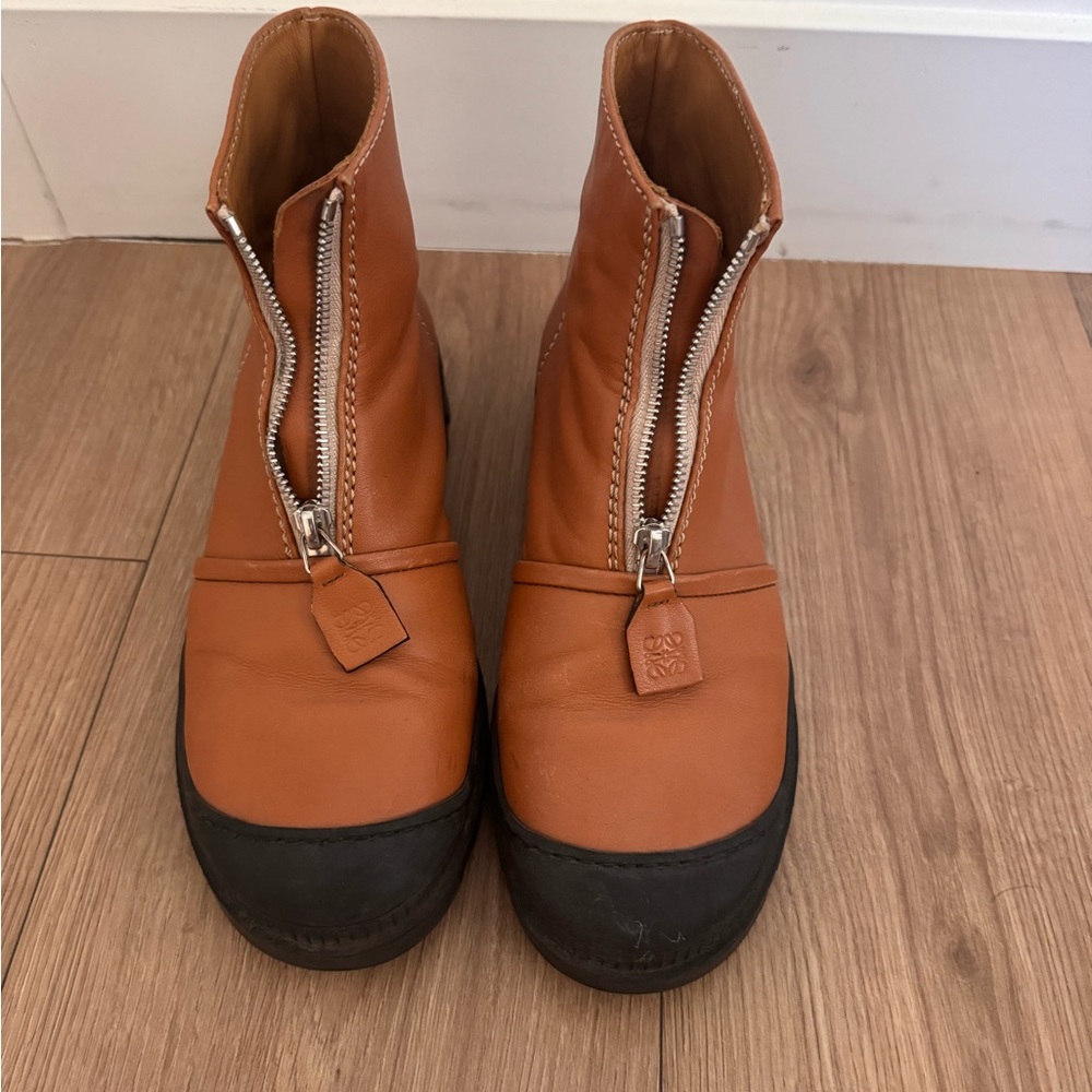 Loewe Orange Ankle Boots with Black Soles